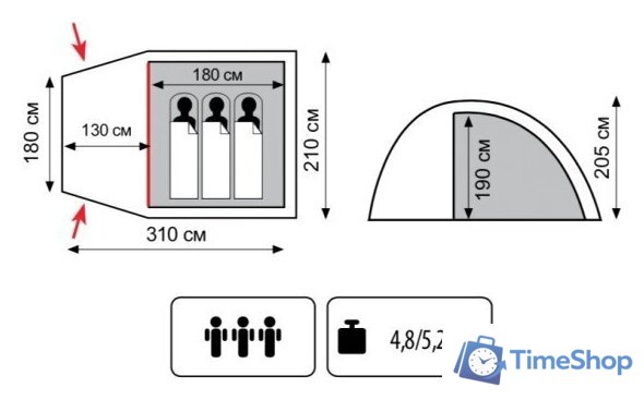 Кемпинговая палатка Totem Apache 3 v2 - Изображение №2 — Интернет-магазин Time-Shop