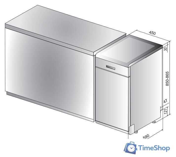 Отдельностоящая посудомоечная машина Whirlpool WSFO 3O23 PF - Изображение №4 — Интернет-магазин Time-Shop