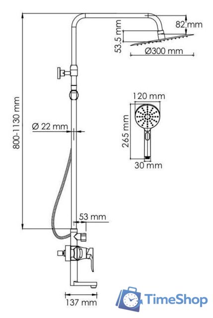 Душевая система  Wasserkraft A166.116.127.010.CH - Изображение №3 — Интернет-магазин Time-Shop