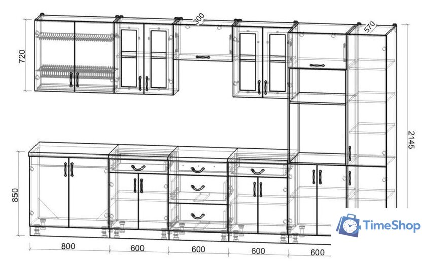 Готовая кухня Интерлиния Мила Крафт 3.6 (дуб английский) - Изображение №4 — Интернет-магазин Time-Shop
