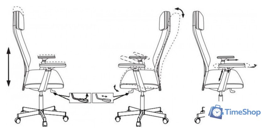 Офисное кресло Бюрократ T-995 (черный TW-01, сетка/ткань) - Изображение №12 — Интернет-магазин Time-Shop