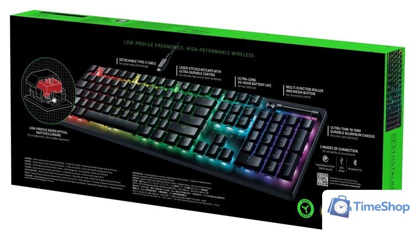 Клавиатура Razer Deathstalker V2 Pro Wireless (черный, Razer Low Profile Optical Purple, нет кириллицы) - Изображение №17 — Интернет-магазин Time-Shop