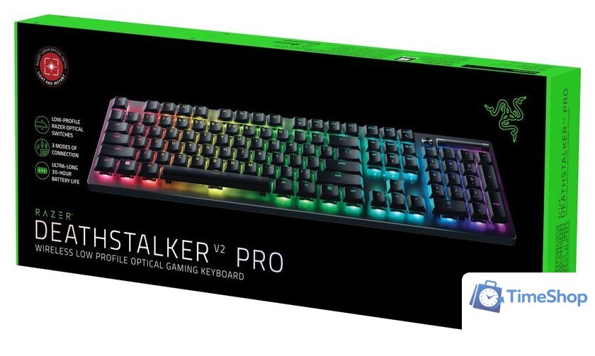 Клавиатура Razer Deathstalker V2 Pro Wireless (черный, Razer Low Profile Optical Purple, нет кириллицы) - Изображение №18 — Интернет-магазин Time-Shop