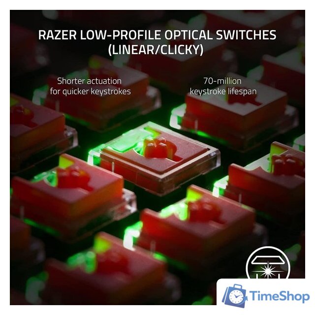 Клавиатура Razer Deathstalker V2 Pro Wireless (черный, Razer Low Profile Optical Purple, нет кириллицы) - Изображение №8 — Интернет-магазин Time-Shop