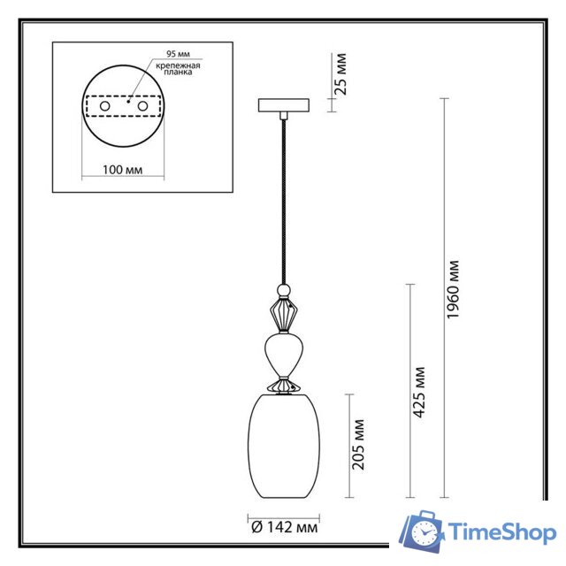 Подвесная люстра Odeon Light Bizet 4893/1B - Изображение №6 — Интернет-магазин Time-Shop