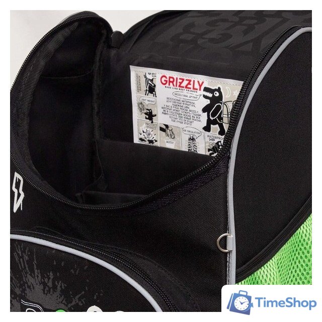 Школьный рюкзак Grizzly RAm-585-8 (черный/салатовый) - Изображение №9 — Интернет-магазин Time-Shop