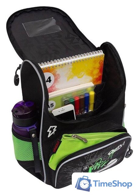 Школьный рюкзак Grizzly RAm-585-8 (черный/салатовый) - Изображение №4 — Интернет-магазин Time-Shop