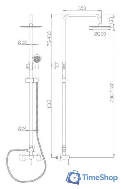 Душевая система  Ledeme L72405 - Изображение №6 — Интернет-магазин Time-Shop