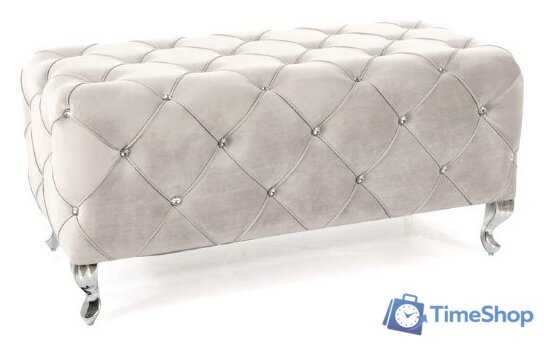 Пуфик Signal Hestia Velvet Bluvel 03 (светло-серый/серебряный) - Изображение №1 — Интернет-магазин Time-Shop