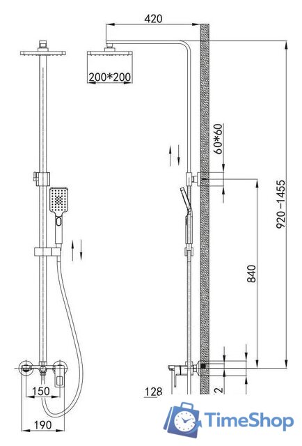 Душевая система  Vieir V353562-F - Изображение №2 — Интернет-магазин Time-Shop