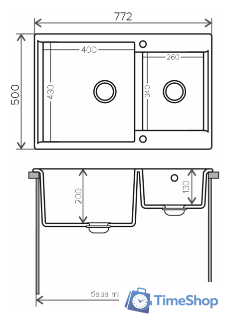 Кухонная мойка Polygran Brig-772 (черный 16) - Изображение №2 — Интернет-магазин Time-Shop