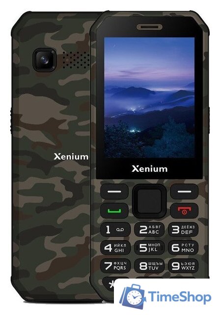 Кнопочный телефон Xenium X300 (зеленый камуфляж) - Изображение №1 — Интернет-магазин Time-Shop