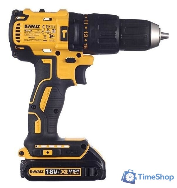 Ударная дрель-шуруповерт DeWalt DCD778S2T (с 2-мя АКБ 1.5 Ah) - Изображение №2 — Интернет-магазин Time-Shop