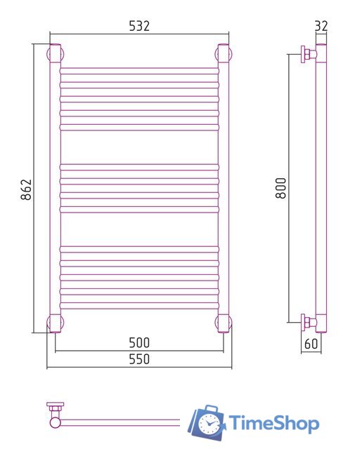 Полотенцесушитель Сунержа Богема+ прямая 800х500 12-0220-8050 - Изображение №3 — Интернет-магазин Time-Shop