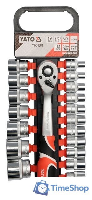 Набор трещотка с головками Yato YT-38681 (19 предметов) - Изображение №1 — Интернет-магазин Time-Shop