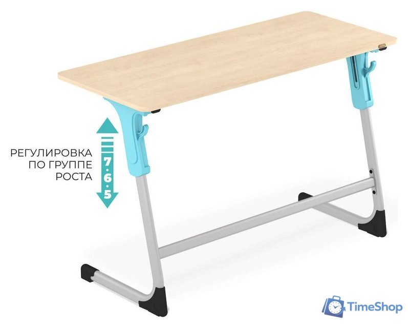Ученический стол Sheffilton SHT-T-TN30 г5-7 (двухм. береза/алюминиевый металлик/голубой) - Изображение №1 — Интернет-магазин Time-Shop