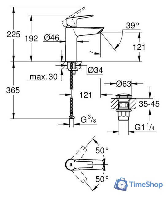 Смеситель Grohe Start M 235752432 - Изображение №4 — Интернет-магазин Time-Shop