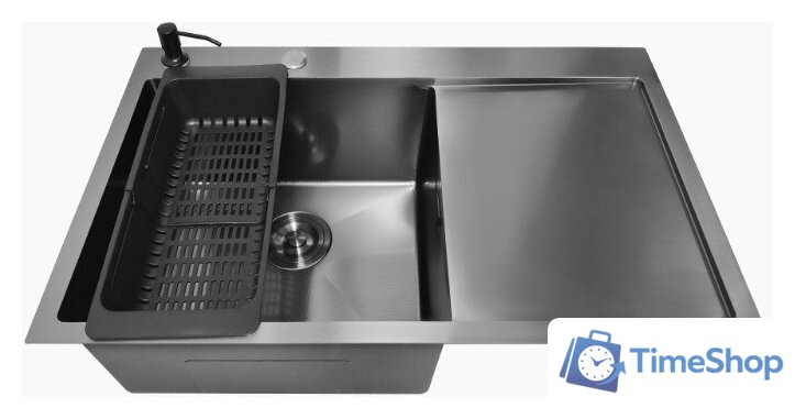 Кухонная мойка Stellar Decor S7850NB-L-D (нано черный) - Изображение №2 — Интернет-магазин Time-Shop