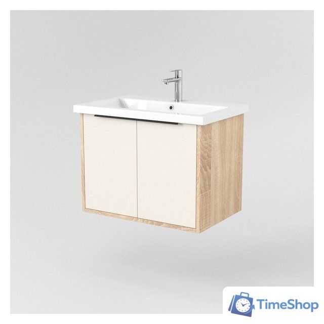  Дабер Тумба под умывальник 018 Cersanit Como 70 Т18.7С.0.18Ч (бежевый/дуб бардолино/ручка черная) - Изображение №2 — Интернет-магазин Time-Shop