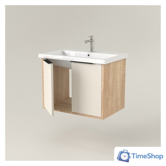  Дабер Тумба под умывальник 018 Cersanit Como 70 Т18.7С.0.18Ч (бежевый/дуб бардолино/ручка черная) - Изображение №3 — Интернет-магазин Time-Shop