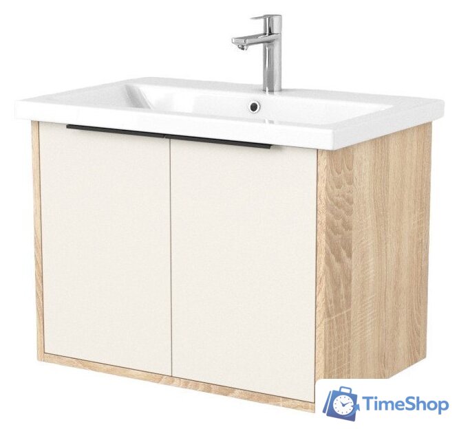  Дабер Тумба под умывальник 018 Cersanit Como 70 Т18.7С.0.18Ч (бежевый/дуб бардолино/ручка черная) - Изображение №1 — Интернет-магазин Time-Shop