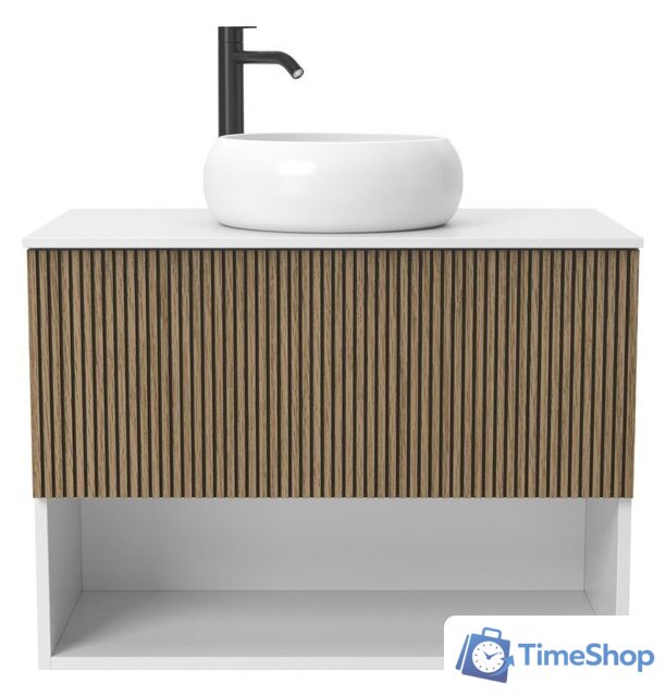  ЗОВ Тумба под умывальник Кито-2 2K80LW0MRMC-LDSPW (белый/тростник) - Изображение №3 — Интернет-магазин Time-Shop
