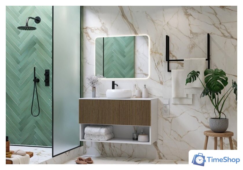  ЗОВ Тумба под умывальник Кито-2 2K80LW0MRMC-LDSPW (белый/тростник) - Изображение №8 — Интернет-магазин Time-Shop