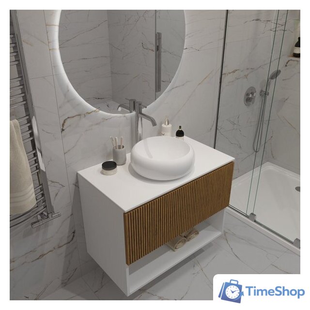  ЗОВ Тумба под умывальник Кито-2 2K80LW0MRMC-LDSPW (белый/тростник) - Изображение №6 — Интернет-магазин Time-Shop