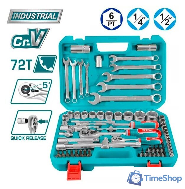 Универсальный набор инструментов Total THT421802 (82 предмета) - Изображение №1 — Интернет-магазин Time-Shop