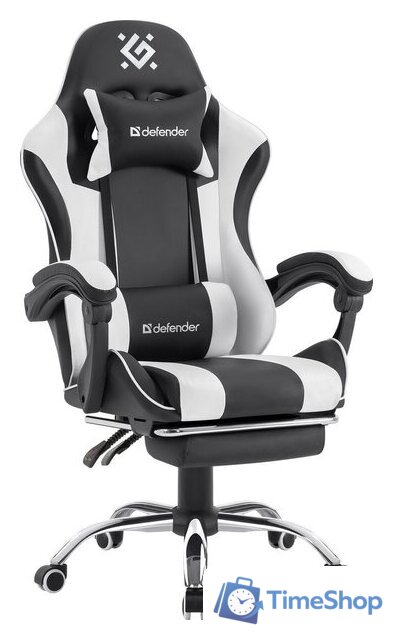 Игровое (геймерское) кресло Defender Tios (черный/белый) - Изображение №1 — Интернет-магазин Time-Shop