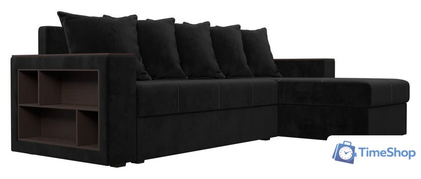 Угловой диван Лига диванов Дубай лайт правый 114153 (велюр черный) - Изображение №2 — Интернет-магазин Time-Shop