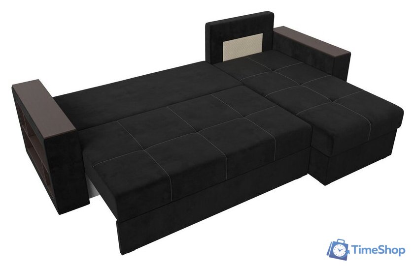 Угловой диван Лига диванов Дубай лайт правый 114153 (велюр черный) - Изображение №6 — Интернет-магазин Time-Shop