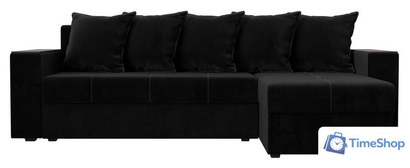 Угловой диван Лига диванов Дубай лайт правый 114153 (велюр черный) - Изображение №3 — Интернет-магазин Time-Shop