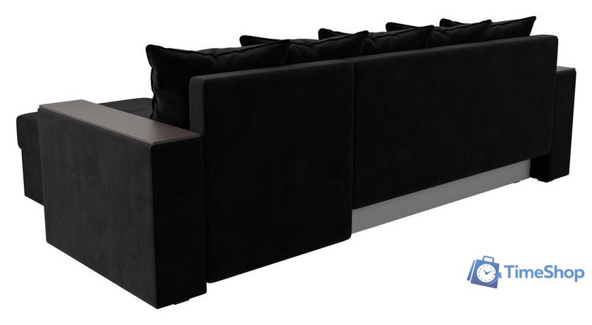 Угловой диван Лига диванов Дубай лайт правый 114153 (велюр черный) - Изображение №5 — Интернет-магазин Time-Shop