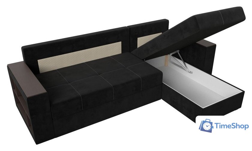 Угловой диван Лига диванов Дубай лайт правый 114153 (велюр черный) - Изображение №8 — Интернет-магазин Time-Shop