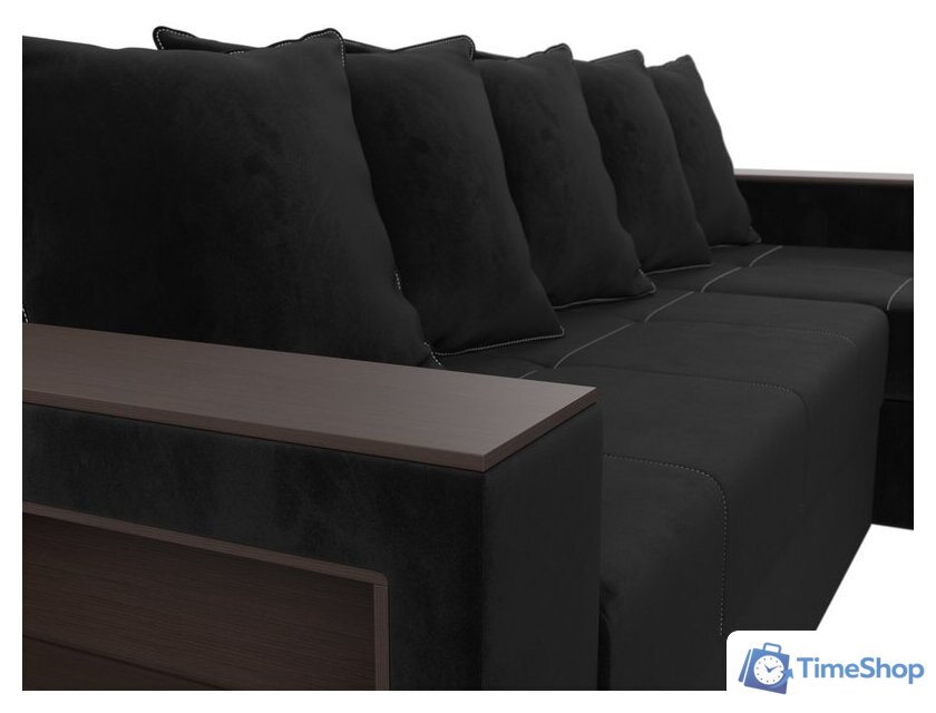 Угловой диван Лига диванов Дубай лайт правый 114153 (велюр черный) - Изображение №9 — Интернет-магазин Time-Shop