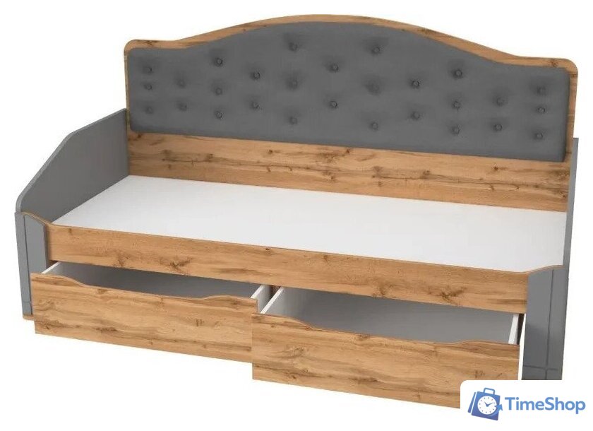Кровать-тахта Modula Карпин INV01KM-2S-2056/987/1116(06) (серый/дуб натюрель/серый ткань) - Изображение №2 — Интернет-магазин Time-Shop