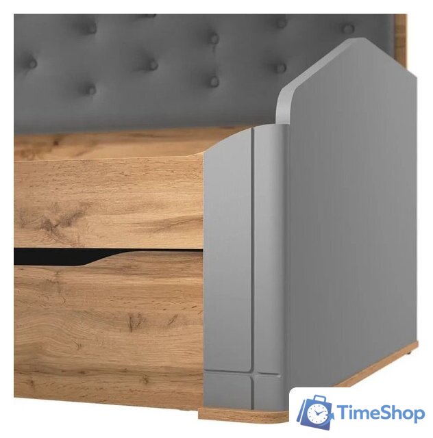 Кровать-тахта Modula Карпин INV01KM-2S-2056/987/1116(06) (серый/дуб натюрель/серый ткань) - Изображение №3 — Интернет-магазин Time-Shop