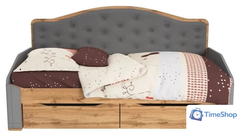 Кровать-тахта Modula Карпин INV01KM-2S-2056/987/1116(06) (серый/дуб натюрель/серый ткань) - Изображение №1 — Интернет-магазин Time-Shop