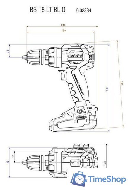 Дрель-шуруповерт Metabo BS 18 LT BL Q 602334800 (с 2-мя АКБ, кейс) - Изображение №3 — Интернет-магазин Time-Shop