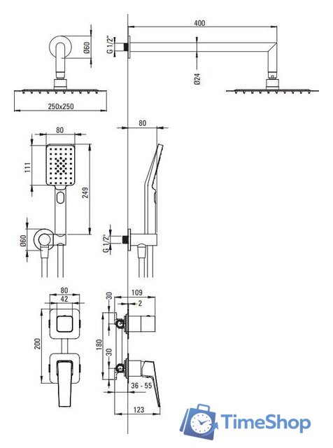 Душевая система  Deante Blur Titanium NQL D9YK - Изображение №13 — Интернет-магазин Time-Shop