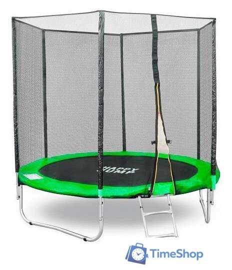 Батут GetActive Jump 8ft - 252 см с лестницей, внешней сеткой (зеленый) - Изображение №1 — Интернет-магазин Time-Shop