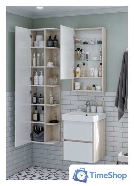  Акватон Шкаф с зеркалом Сканди 55 1A252102SDB20 (белый/дуб верона) - Изображение №3 — Интернет-магазин Time-Shop