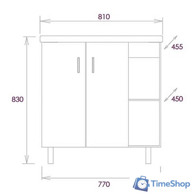  Onika Тумба под умывальник Тимбер 80.10 108045 - Изображение №4 — Интернет-магазин Time-Shop