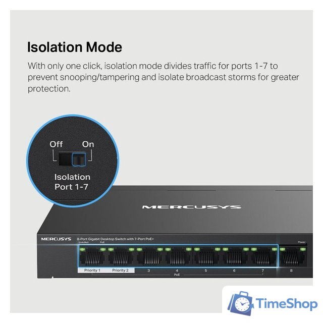 Неуправляемый коммутатор Mercusys MS108GP - Изображение №7 — Интернет-магазин Time-Shop