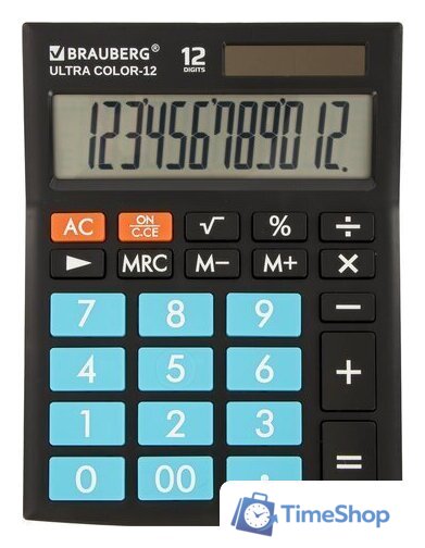 Бухгалтерский калькулятор BRAUBERG Ultra Color-12-BKBU 250497 (черный/голубой) - Изображение №1 — Интернет-магазин Time-Shop