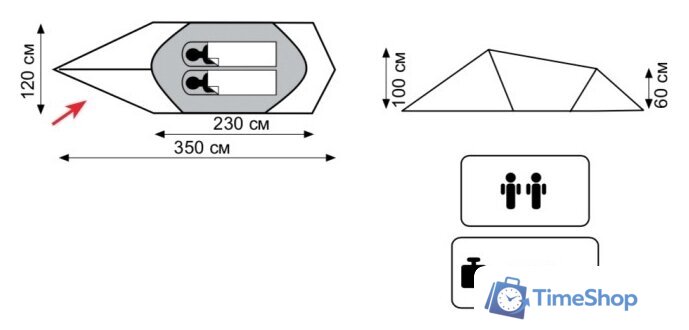 Экспедиционная палатка TRAMP Rock 2 v2 - Изображение №2 — Интернет-магазин Time-Shop