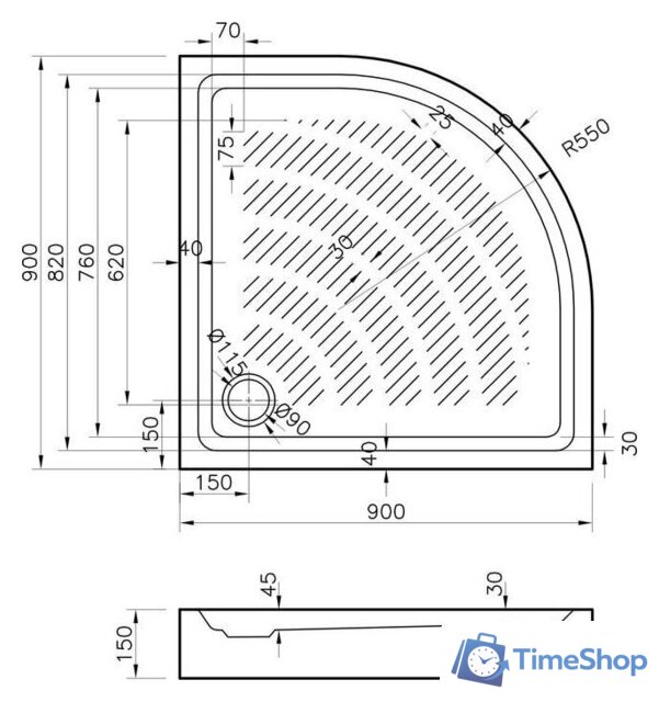 Душевой поддон Lavinia Boho Rock 37072900 90х90 - Изображение №7 — Интернет-магазин Time-Shop