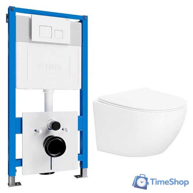 Унитаз подвесной Lauter Sulzdorf с микролифтом и кнопкой смыва 219702F (белый/белый) - Изображение №1 — Интернет-магазин Time-Shop