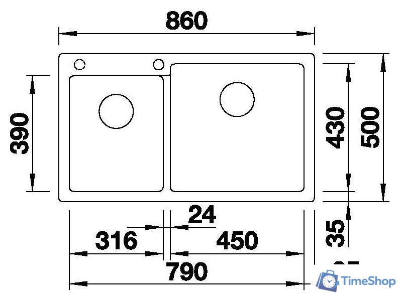 Кухонная мойка Blanco Pleon 9 527636 (левая, мягкий белый) - Изображение №2 — Интернет-магазин Time-Shop